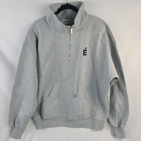 Pre Preworks Gray Half-Zip Pullover Sweatshirt With Embroidered É Logo Size L - Picture 3 of 8